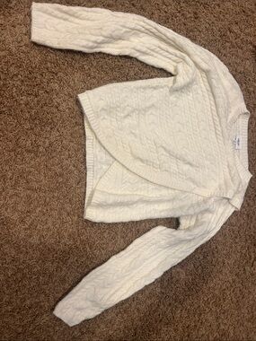 Youth white crossover sweater